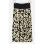 jupe viscose fleuri noir fond beige cintre