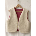 gilet réversible laine pyrénées écru bois de rose 2 boutons