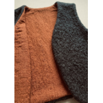 gilet réversible laine pyrénées marron rouille brodé