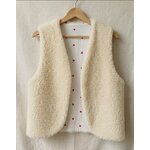 gilet réversible laine pyrénées ecru blanc coeur rouge