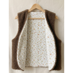 gilet réversible laine pyrénées marron fleuri kaki
