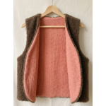 gilet réversible laine pyrénées marron brodé marsala