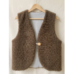 gilet réversible laine pyrénées marron gris clair bouton