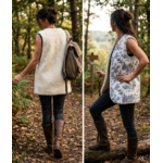 gilet long oiseaux ecru