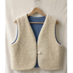 gilet laine ecru dg bleu bouton