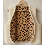 gilet laine ecru dg leopard caramel