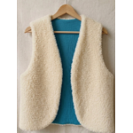 gilet laine ecru dg emeraude