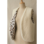 gilet laine ecru double gaze leopard