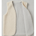 gilet long laine ecru gaze gris clair