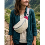 sac banane laine pyrenees beige velours rose