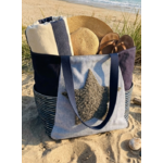 sac cabas bleu etoile grise laine