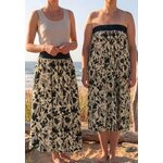 jupe longue robe bustier plage 2en1 artisanat landais france créatrice beige noir fleuri