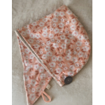 TUR19 turban bain coton bambou fleuri rose saumonné