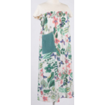 jupe longue viscose fleur papillon blanc bleu vert artisanal  poche gaze coton