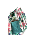 jupe longue viscose fleur papillon blanc bleu vert artisanal  poche