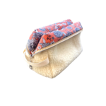 trousse toilette laine mouton moumoute ecru fleur orange