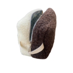 trousse toilette laine mouton moumoute bicolore ecru beige marron