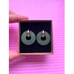 boucles oreilles doré vert kaki irisé pailletté léger éco resine artisanal acier inox