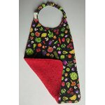 serviette cantine éponge coton legumes noir rouge