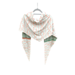 chale foulard grand triangle vert amande corail brodé gaze coton viscose (1)