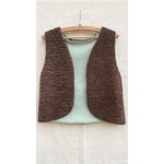 gilet adulte mouton laine pyrénées marron gaze coton vert sauge réversible artisanal