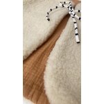 gilet laine pyrénées écru enfant gaze coton artisanal réversible  camel detail