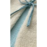 gilet laine pyrénées écru enfant gaze coton artisanal réversible  vert eau detail