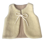 gilet laine pyrénées écru enfant gaze coton artisanal réversible  beige