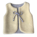 gilet laine pyrénées écru enfant gaze coton artisanal réversible  gris