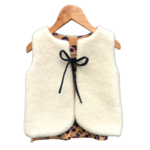 gilet berger enfant ecru laine pyrénées artisanal léopard camel
