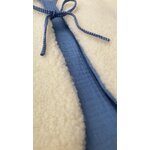 gilet berger laine pyrénées enfant ecru bleu jean