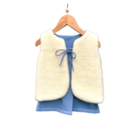 gilet berger enfant ecru laine pyrénées artisanal bleu jean