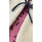 gilet berger laine pyrénées enfant ecru libellule rose