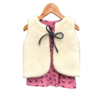 gilet berger enfant ecru laine pyrénées artisanal rose libellule
