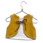gilet gaze coton molleton bambou naturel artisanal réversible jaune moutarde