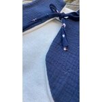 gilet bambou gaze coton brodé écru bleu marine bebe detail noeud