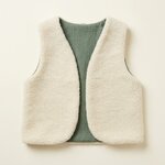 gilet laine ecrue gaze coton vert olive