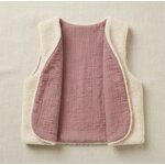 gilet laine ecrue gaze coton vieu rose irisé