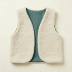 gilet laine ecrue gaze coton vert céladon irisé2