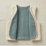 gilet laine ecrue gaze coton vert céladon irisé