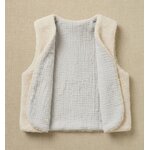 gilet laine ecrue gaze gris perle