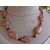 collier perles polymere rose saumon et rouge fleurs