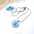 27-pendentif dentelle de la reine bleu turquoise fleur séchée naturelle acier inox  artisanal collier rond
