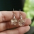 boucles oreilles acier inox fleur séchée résine transparente hortensia