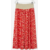 jupe rouge beige motifs geometriques cintre