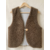gilet réversible laine pyrénées marron gris clair bouton