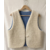 gilet laine ecru dg bleu bouton