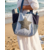 sac cabas bleu etoile gris porté