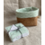 Semainier lingettes demaquillantes bambou coton et panier liege artisanal ondes vert d'eau