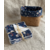 Semainier lingettes demaquillantes bambou coton et panier liege artisanal poissons bleu marine
